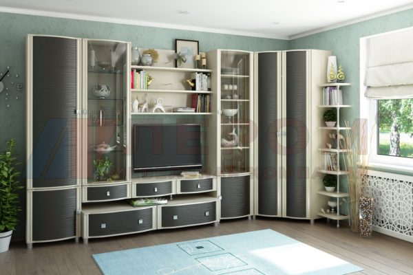 Мебель для гостиной состоит из модульной системы и набирается из возможных модулей